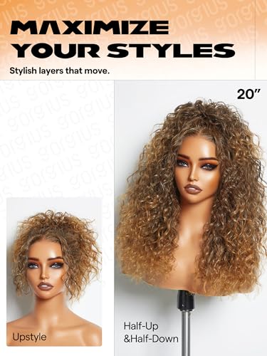 GORGIUS Deep Curly Ombre Brown Lace Front Wig 20 Inch for Black Women