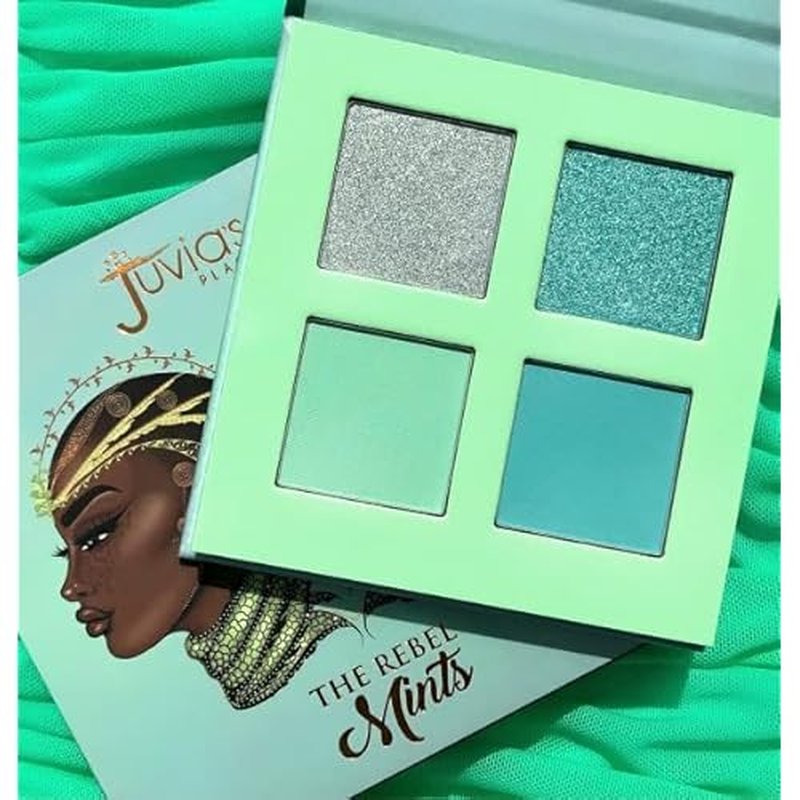 Juvia's Place Rebel Quad Mint Eyeshadow Palette - Shades of 4, Professional Eye Makeup, Pigmented Makeup Palette for Eye Color & Shine, Pressed Eyeshadow Cosmetics