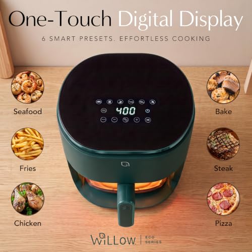 WILLOW 5QT Eco Glass Air Fryer with Digital Touchscreen - Green