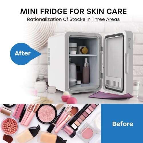 Mini Skincare Fridge with LED Mirror & Adjustable Light - Portable Cosmetic Cooler