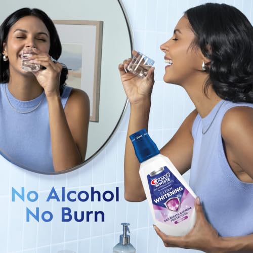 Crest 3D White Mouthwash, Alcohol-Free Radiant Mint, 946 mL (32 oz) Triple Pack