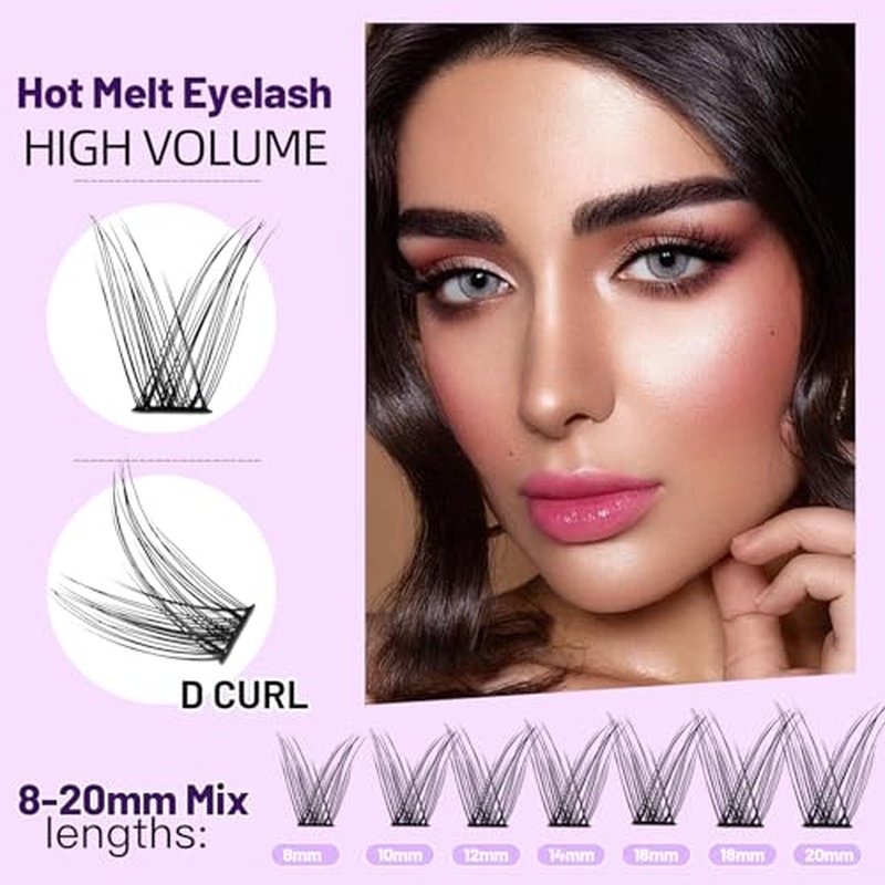 Bodermincer 84 Cluster D Curl Natural Style Eyelashes Professional Makeup Individual Cluster EyeLashes Grafting Fake False Eyelashes (12MM)