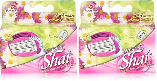 Dorco Shai 6 Blade Razor Cartridges Pack of 4, Compatible with Shai Razors