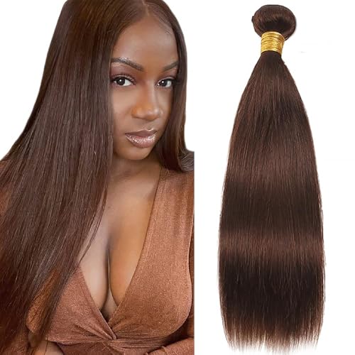 Human Hair Straight Bundles 26 Inch Color #4 Chocolate Brown - Single 100g Variant S