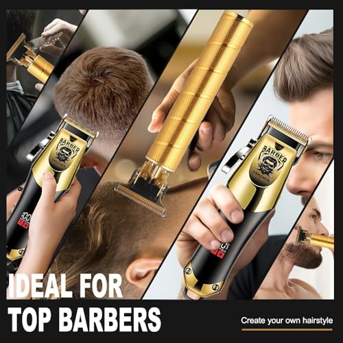 Hair Clippers for Men Professional, Cordless Beard Trimmer & Electric Razor Shavers for Men, Rechargeable 3 Piece Barber Hair Cutting Kit LED Display Men's Grooming Kit