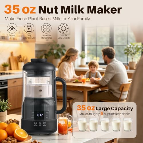 Skitchen 8-in-1 Nut Milk Maker with Silent Shield, 35oz, Black