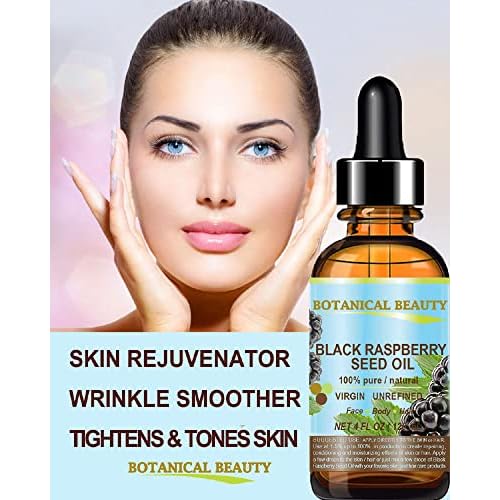 Botanical Beauty BLACK RASPBERRY SEED OI 100% Pure Natural Undiluted Virgin Unrefined Cold Pressed Carrier Oil for Face, Skin, Hair, Lip, Nails (4 Fl Oz 120 ml)