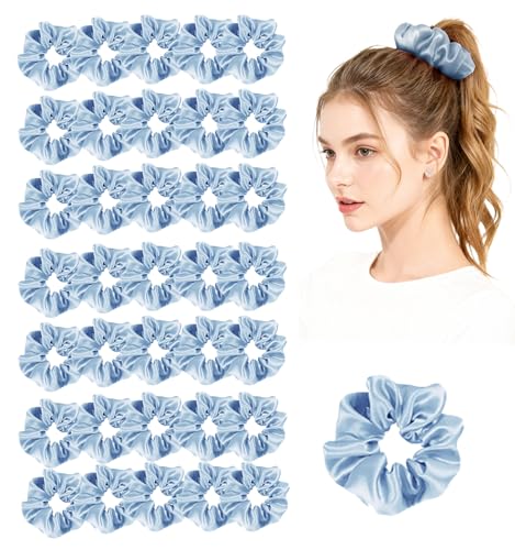 WJing Yi Jia Sandalwood Satin Hair Scrunchies Set - 36 Pack, Soft Elastic Hair Ties