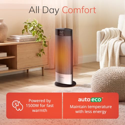 Lasko 18-Inch Ellipse Ceramic Tower Space Heater with Remote - Black