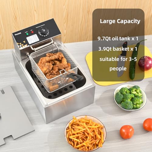Electric Deep Fryer 10L/10.5QT Stainless Steel Commercial & Home Use with Basket, Thermometer & Temperature Control - Variation 81