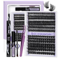 B&Q Fluffy Lash Clusters Kit 100D+200D Dramatic Eyelash Clusters Kit 10-18MM 0.05MM Wispy Lash Thick Volume DIY Individual Lashes 3D Mega Eye Lashes Suitable for Beginners at Home(KIT-100D+200D)
