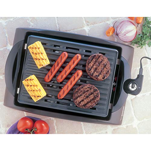 Indoor Electric Grill with Nonstick Surface, Adjustable Temperature, 12.5x9.25 Inches