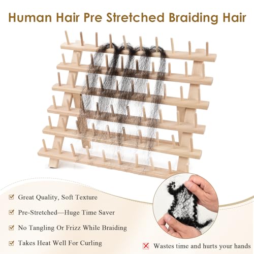 Pre Stretched Afro Kinky Straight Human Hair Bulk for Braids & Locs - 14 Inch, 50g/Pack - 1B Variation