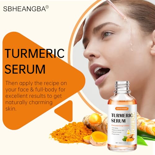 Turmeric Serum for Dark Spots£¬2 PCS Face Serum Turmeric Dark Spot Corrector Serum for Face, Moisturizing Massage Essence Reduces Hyper pigmentation Age&Sun Spot, Facial Serum for Women & Men 1Fl Oz