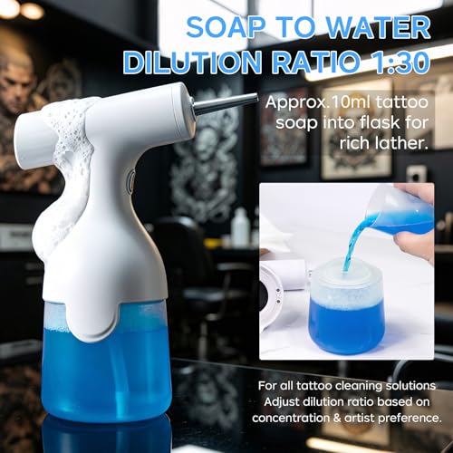 Electric Tattoo Soap Foam Dispenser 12oz — One-Hand Auto Foam Maker, Rechargeable