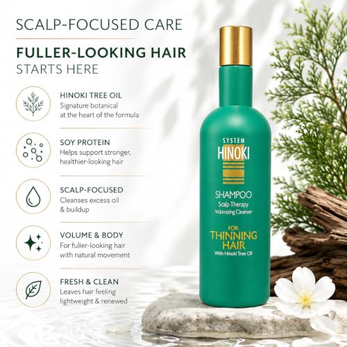 Hayashi System Hinoki Shampoo for Thinning Hair 10.1 Fl Oz - Volumizing & Scalp Care