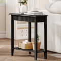 ChooChoo Fluted Wedge Recliner Side Table with 2-Tier Storage - Black, 1 Pack