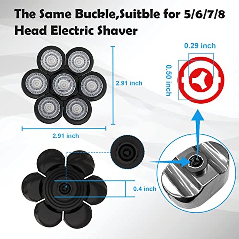 Electric Shaver Replacement Heads 7D - 7 Replacement Blades Head Razor Head Universal Stainless Steel Rotary Blade for Bald Razor for Men (7 Heads Black)
