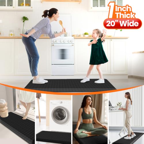 1-Inch Thick Water-Resistant Kitchen Mat - Non-Slip Support for Floor, Black, 48 x 20 Inches (Variation of THIS listing)