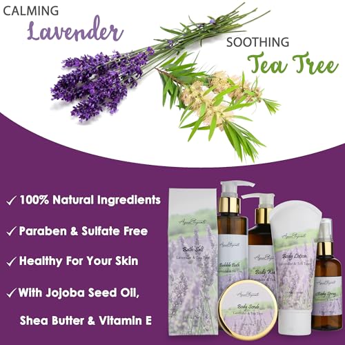 Aqua Elegante Bath Gift Basket for Women - Lavender & Tea Tree Oil, 1 Count