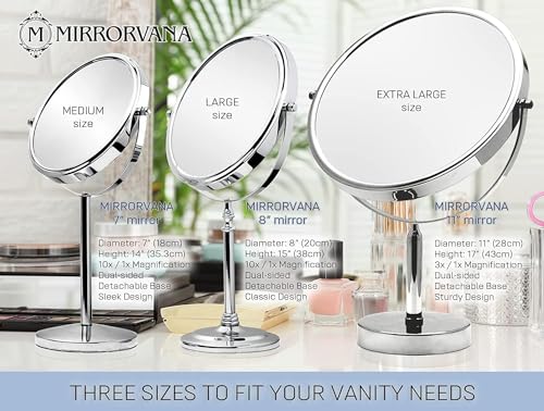 Mirrorvana XXL Double Sided 3X Magnifying Makeup Mirror with Stand - 17x11 Inches