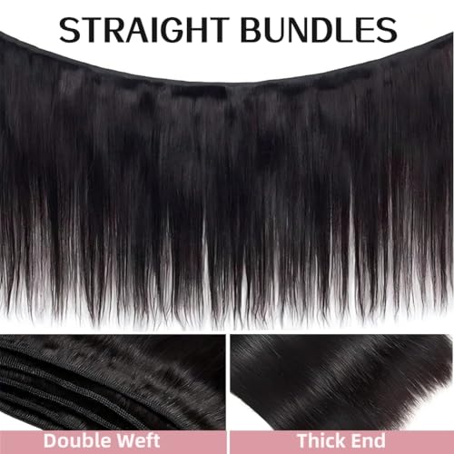 28 Inch Straight Human Hair Bundle - Brazilian Virgin Remy Hair, 100g, Natural Black, Angie Queen