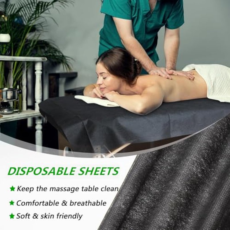 20 Pieces Tattoo Bed Covers Disposable Drape Sheets Black 40 x 90 inches Thick Massage Table Cover Waterproof for Tattoo Chair Cleaning Supplies, Medical, Soft Non Woven Fabric and Ink-proof Poly