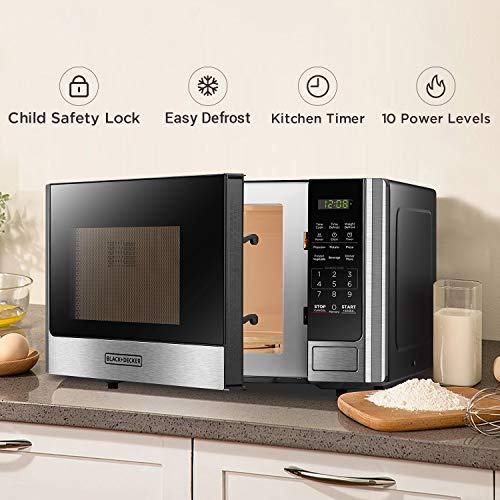 Countertop Microwave Oven 0.9 Cu.Ft 900W Stainless Steel - Black+Decker