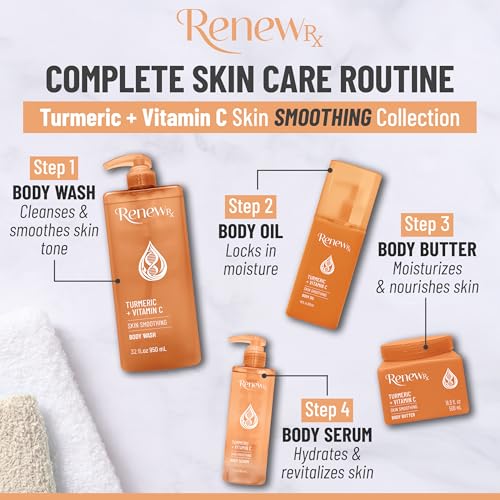 Radiating Body Wash with Turmeric & Vitamin C - Vegan Skin Brightening, 32 fl oz