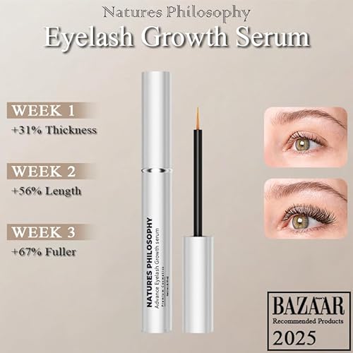 NP NATURES PHILOSOPHY Lash Brow Growth Serum, Prostaglandin-Free Eyelash Liquid for Thicker Longer Fuller Natural Lashes, Peptide Eyelash Eyebrow Enhancing Serum - S?rum De Pesta?as Crecimiento 3ml
