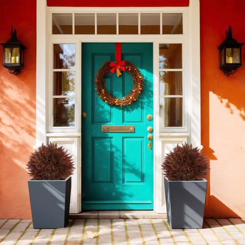 Artificial Fall Cypress Plants Set of 2 - 24 Inch Green Red Autumn Decor