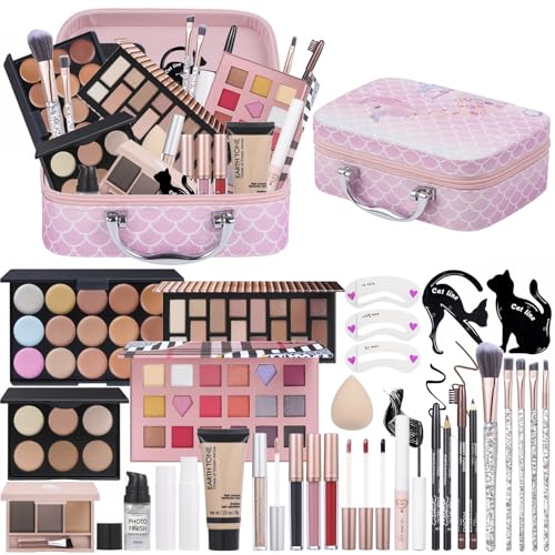 Makeup Kit for Girls & Women - 18 Colors Teen Beginner Set with Eyeshadow, Foundation, Concealer & Brushes