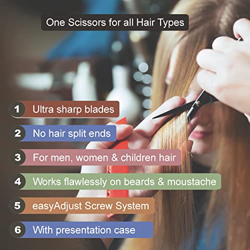 Professional Hair Cutting Scissors 5.5 Inch - Sharp Japanese Style with Case & Tip Protector