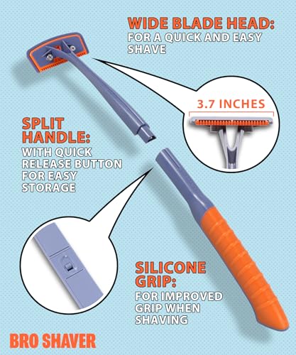 Orange Back Shaver for Men - 3.0 +6 Blades, 2 Settings, Long Handle