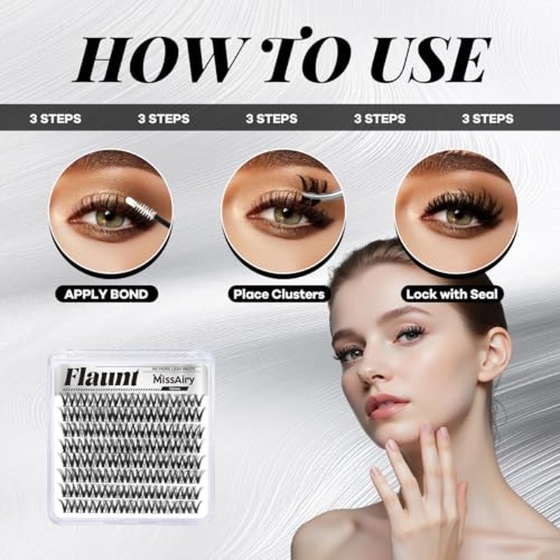 Flaunt Lash Clusters LengthLock Eyelash Cluster Short Lash Cluster 12MM Wispy Lash Clusters Flora Cluster Lashes D Curly Eyelash Extensions Wet Look Eyelashes Clusters Wispy(Flaunt 12MM)