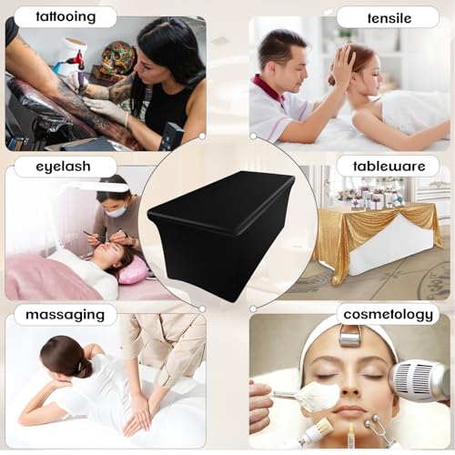 Leather Massage Table Cover Wipeable Waterproof Protector - Black, 6FT Fitted