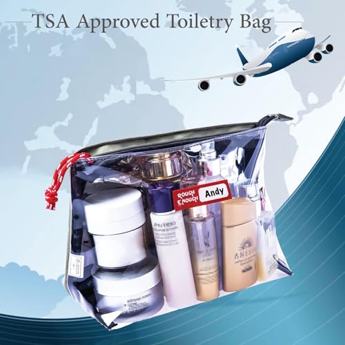Rough Enough Clear TSA Approved Toiletry Bag Makeup Cosmetic Travel Bag Dopp Kit Men Shaving Kit Bag for Traveling Canvas Army Green