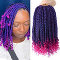 10 Inch Crochet Box Braids with Curly Ends - Purple & Pink Variations
