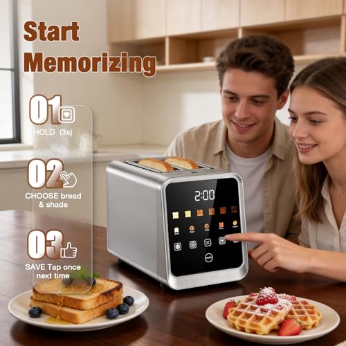 Stainless Steel 2-Slice Toaster with Touchscreen & Wide Slots - Foyoconven