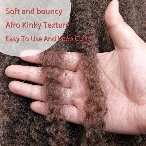 BYKSVIOC 8 Packs Marley Twist Braiding Hair 24 Inches Brown Afro Kinky Curl Variation 1B/30