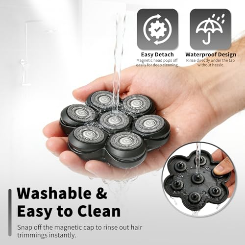 7 Blade Magnetic Head for Head Shavers - Black, 2 Pack - Compatible with Freebird Wyklaus