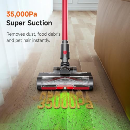 uwant VC2401-U Cordless Vacuum Cleaner 35KPa, Red-Black, Anti-Tangle, HEPA, 50min Run Time