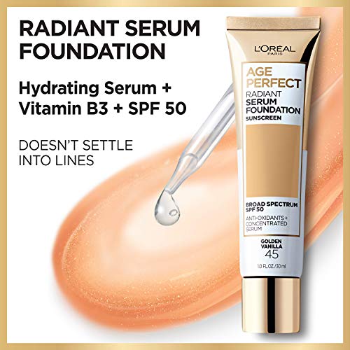 L'Oreal Paris Age Perfect Radiant Serum Foundation with SPF 50, Deep Amber, 1 Ounce