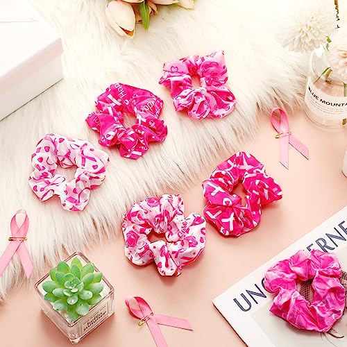 Breast Cancer Awareness Scrunchies Set - Pink Satin Hair Ties, 60pcs