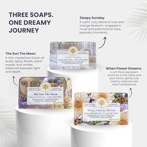 Flower Dreams Natural Soap Gift Set - 3 Pack Australian Triple Milled Shea Butter & Essential Oils - Variation of THIS listing