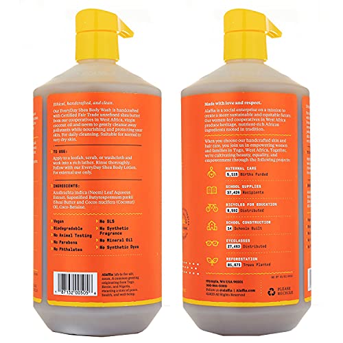 Unscented Shea Body Wash 2-Pack - 32 Fl Oz each, Nourishing & Gentle