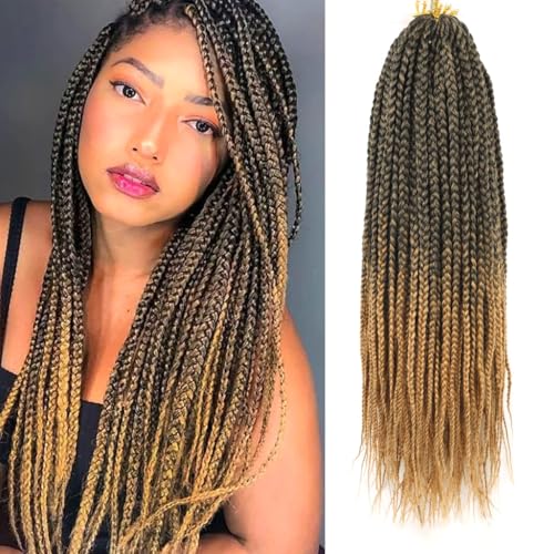 QANSFA Goddess Box Braids Crochet Hair 16 Inch Honey Blonde 7 Packs for Black Women