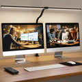 Black Clamp LED Desk Lamp with Remote Control, Dimmable 24W Tall Gooseneck Light