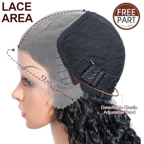 13x6 Lace Front Curly Synthetic Wig - 28 Inch 1B Free Part for Daily & Cosplay