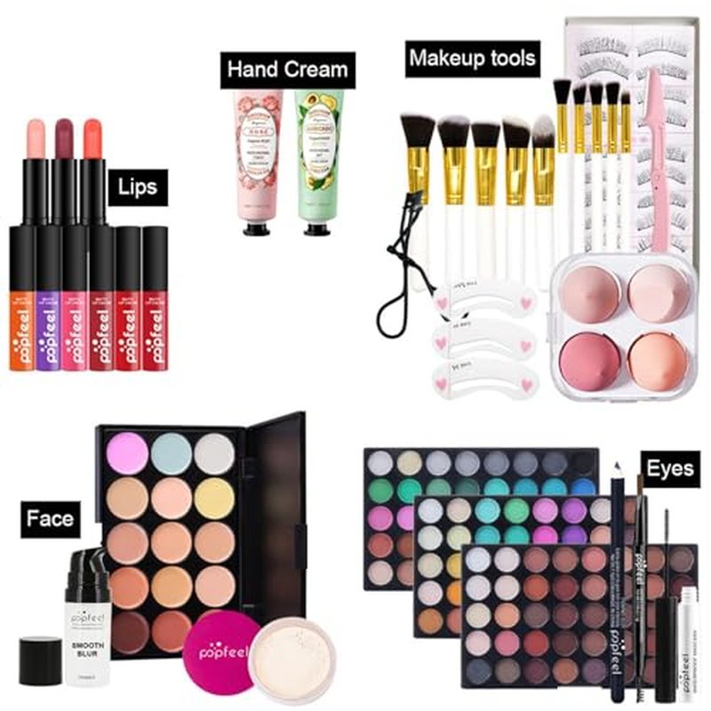 All-in-one Holiday Make up Gift Sets | Makeup Kit for Women Full Kit Teen Girls Xmas Beauty Essential Beginner Bundle Include Eyeshadow Palette Lipstick Blush Concealer Face Powder Mascara Lipgloss